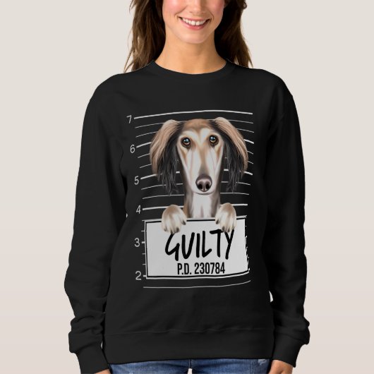 Saluki Mugshot Guilty Dog Sweatshirt (Vorderseite)