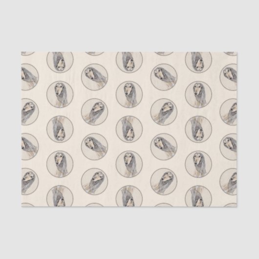 Saluki Painting Fawn Sable Niedlich Original Hunde Seidenpapier (Vorderseite)