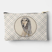 Saluki Painting Fawn Sable Niedlich Original Hunde Zubehörtasche (Rückseite)