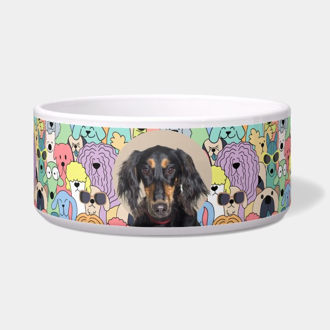 Saluki Personalisiertes Foto & Name Dog Bowl Napf (Vorderseite)