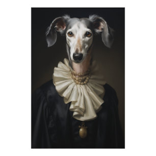 Saluki Portrait Pearls and Collar Fotodruck