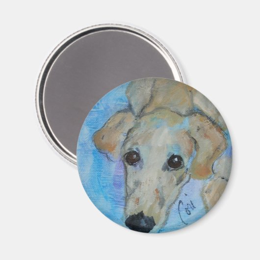 Saluki Puppy Dog Art Rund Magnet (Vorderseite/Rückseite)