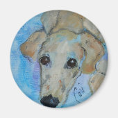 Saluki Puppy Dog Art Rund Magnet (Vorne)