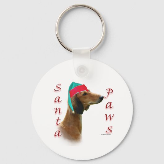 Saluki Santa Paws Schlüsselanhänger (Vorderseite)