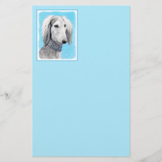 Saluki (Silber) Malerei - Niedliche Original Hunde (Vorderseite)