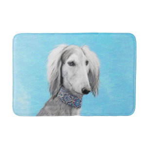 Saluki (Silber) Malerei - Niedliche Original Hunde Badematte