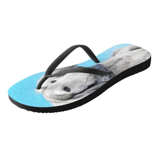 Saluki (Silber) Malerei - Niedliche Original Hunde Badesandalen (Schrägansicht)