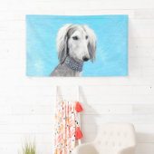 Saluki (Silber) Malerei - Niedliche Original Hunde Banner (Insitu)