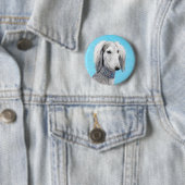 Saluki (Silber) Malerei - Niedliche Original Hunde Button (Beispiel)