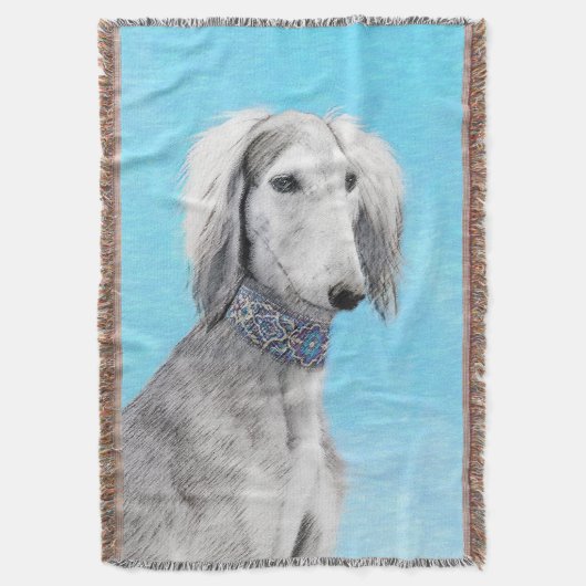Saluki (Silber) Malerei - Niedliche Original Hunde Decke (Vorderseite Vertikal)