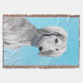 Saluki (Silber) Malerei - Niedliche Original Hunde Decke (Vorderseite)