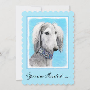 Saluki (Silber) Malerei - Niedliche Original Hunde Einladung