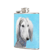 Saluki (Silber) Malerei - Niedliche Original Hunde Flachmann (Links)