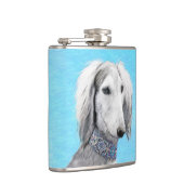 Saluki (Silber) Malerei - Niedliche Original Hunde Flachmann (Rechts)