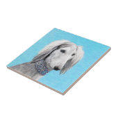 Saluki (Silber) Malerei - Niedliche Original Hunde Fliese (Seite)