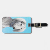 Saluki (Silber) Malerei - Niedliche Original Hunde Gepäckanhänger (Vorderseite horizontal)