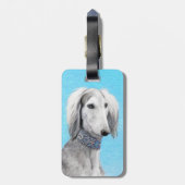 Saluki (Silber) Malerei - Niedliche Original Hunde Gepäckanhänger (Rückseite vertikal)