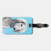 Saluki (Silber) Malerei - Niedliche Original Hunde Gepäckanhänger (Rückseite horizontal)