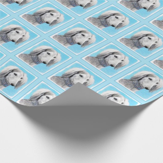 Saluki (Silber) Malerei - Niedliche Original Hunde Geschenkpapier (Ecke)