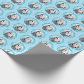 Saluki (Silber) Malerei - Niedliche Original Hunde Geschenkpapier (Ecke)