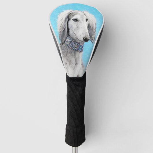 Saluki (Silber) Malerei - Niedliche Original Hunde Golf Headcover (Vorderseite)