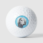 Saluki (Silber) Malerei - Niedliche Original Hunde Golfball (Vorderseite)