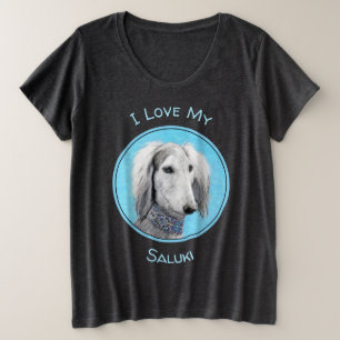 Saluki (Silber) Malerei - Niedliche Original Hunde Große Größe T-Shirt