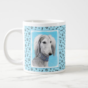 Saluki (Silber) Malerei - Niedliche Original Hunde Jumbo-Tasse