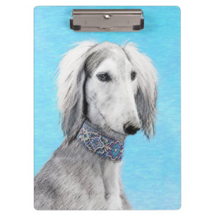 Saluki (Silber) Malerei - Niedliche Original Hunde Klemmbrett