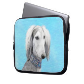 Saluki (Silber) Malerei - Niedliche Original Hunde Laptopschutzhülle (Vorderseite Links)