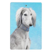 Saluki (Silber) Malerei - Niedliche Original Hunde Mini Klemmbrett (Rückseite)