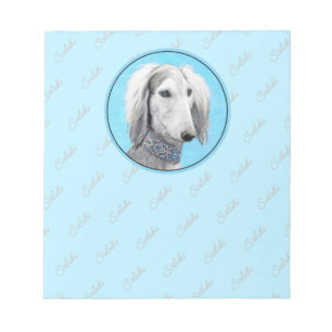 Saluki (Silber) Malerei - Niedliche Original Hunde Notizblock