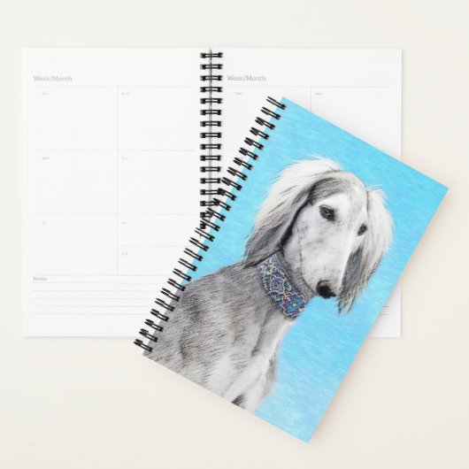 Saluki (Silber) Malerei - Niedliche Original Hunde Planer (Anzeige)