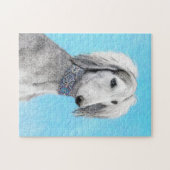 Saluki (Silber) Malerei - Niedliche Original Hunde Puzzle (Horizontal)