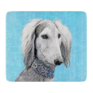 Saluki (Silber) Malerei - Niedliche Original Hunde Schneidebrett