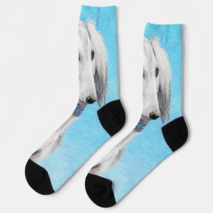 Saluki (Silber) Malerei - Niedliche Original Hunde Socken