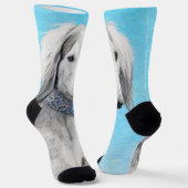 Saluki (Silber) Malerei - Niedliche Original Hunde Socken (Gewinkelt)