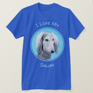 Saluki (Silber) Malerei - Niedliche Original Hunde T-Shirt
