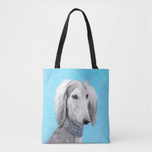 Saluki (Silber) Malerei - Niedliche Original Hunde Tasche