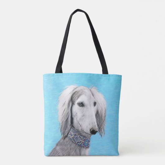 Saluki (Silber) Malerei - Niedliche Original Hunde Tasche (Rückseite)