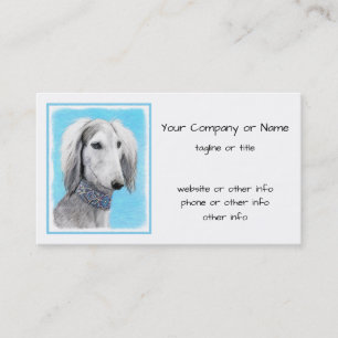 Saluki (Silber) Malerei - Niedliche Original Hunde Visitenkarte