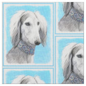 Saluki (silberne) Malerei - niedliche Stoff (Nahaufnahme)