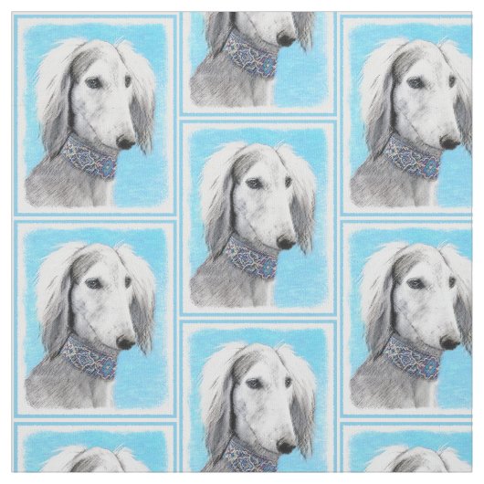 Saluki (silberne) Malerei - niedliche Stoff (Muster)