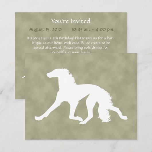 Saluki-Silhouette Einladung (Vorne/Hinten)