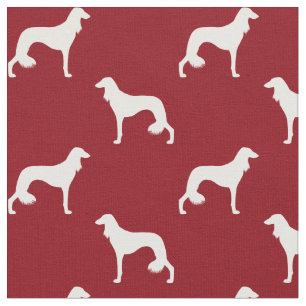 Saluki Silhouette-Muster-Rot Stoff