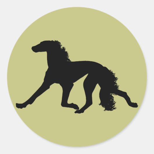 Saluki-Silhouette Runder Aufkleber (Vorderseite)