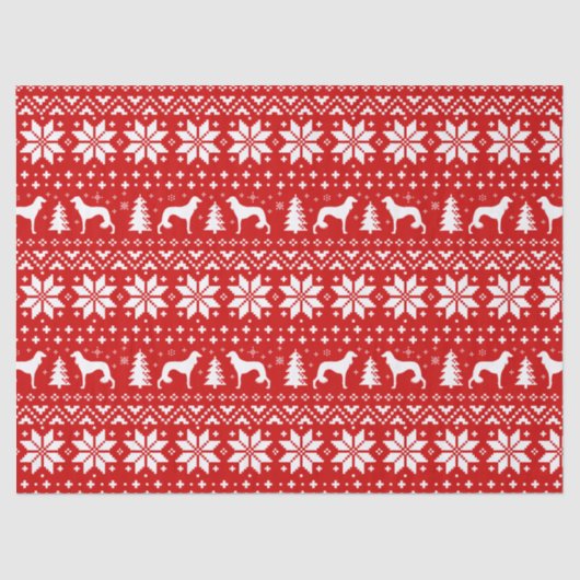 Saluki Silhouetten Weihnachtsmuster Rot Seidenpapier (Vorderseite)
