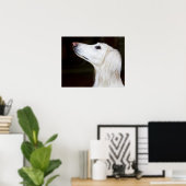 Saluki sucht nach poster (Heimbüro)
