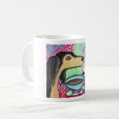 SALUKI trinkende Kaffee mit Federn versehene Kunst Kaffeetasse (Vorderseite Links)