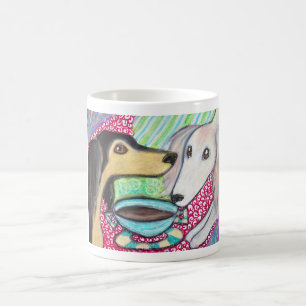 SALUKI trinkende Kaffee mit Federn versehene Kunst Kaffeetasse